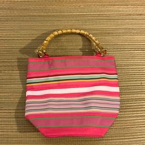 Tiannl ribbon purse with bamboo handles